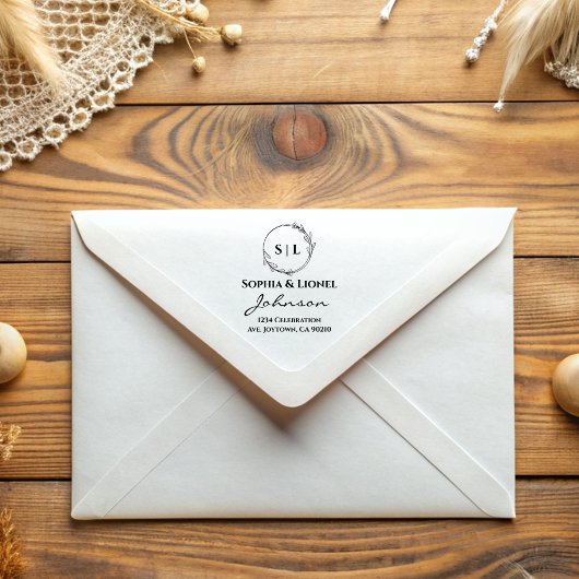 Elegant Modern Floral Bruiloft Retouradres Rubberstempel