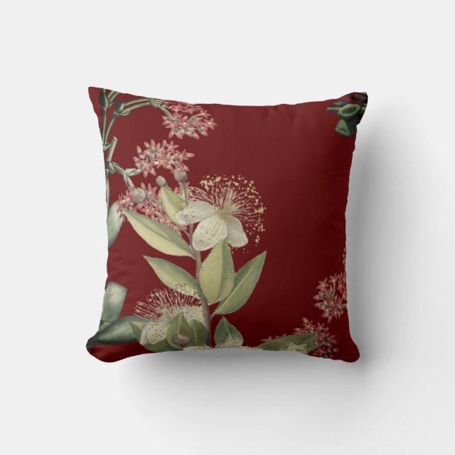 Elegant Modern Floral Design Burgundy Kussen (Voorkant)
