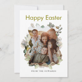 Elegant Modern Floral Easter | Happy Easter Photo Feestdagenkaart