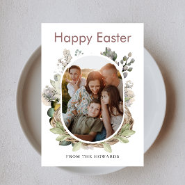 Elegant Modern Floral Easter | Happy Easter Photo Feestdagenkaart