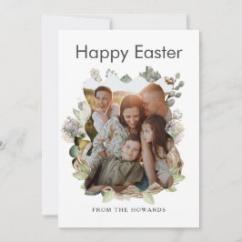 Elegant Modern Floral Easter | Happy Easter Photo Feestdagenkaart