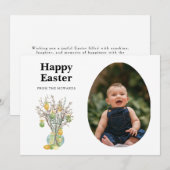 Elegant Modern Floral Easter | Happy Easter Photo Feestdagenkaart (Voorkant / Achterkant)