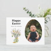 Elegant Modern Floral Easter | Happy Easter Photo Feestdagenkaart (Staand voorkant)