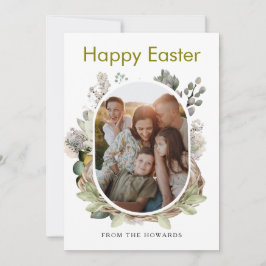 Elegant Modern Floral Easter | Happy Easter Photo Feestdagenkaart