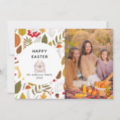 Elegant Modern Floral & Eggs Happy Easter Photo Feestdagenkaart (Voorkant)