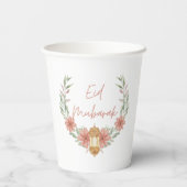 Elegant Modern Floral Eid Mubarak Roze Wit Papieren Bekers (Achterkant)