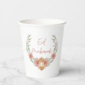 Elegant Modern Floral Eid Mubarak Roze Wit Papieren Bekers (Voorkant)