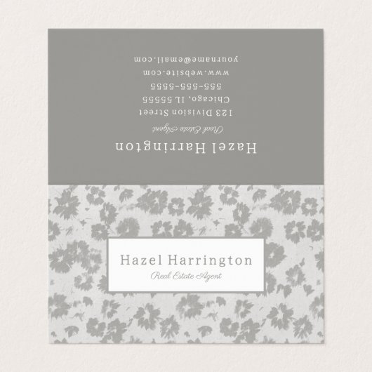 Elegant Modern Floral Gevouwen Visitekaartje Custo (Buitenkant ongevouwen)