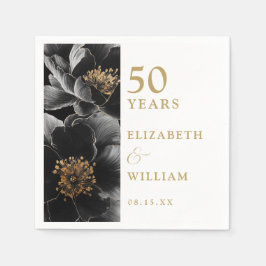 Elegant Modern Floral Gold 50e Jubileum Servet