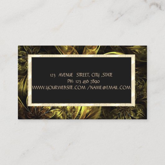 Elegant Modern Floral, Gold Lijst Jewelry Designer Visitekaartje (Achterkant)