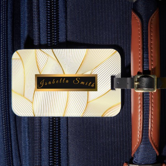 Elegant modern Floral Gold White Line Collectie Bagagelabel (Voorkant Insitu 4)