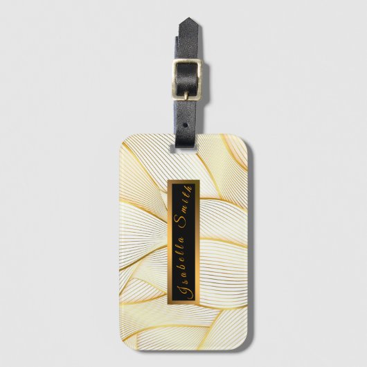 Elegant modern Floral Gold White Line Collectie Bagagelabel (Voorkant (verticaal))