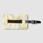 Elegant modern Floral Gold White Line Collectie Bagagelabel (Voorkant (horizontaal))