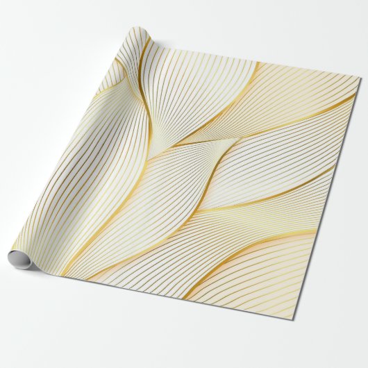 Elegant modern Floral Gold White Line Collectie Cadeaupapier (Uitgerold)
