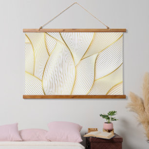 Elegant modern Floral Gold White Line Collectie Hangend Wandkleed