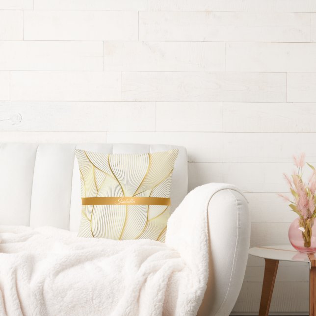 Elegant modern Floral Gold White Line Collectie Kussen (Bank)