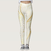Elegant modern Floral Gold White Line Collectie Leggings (Voorkant)