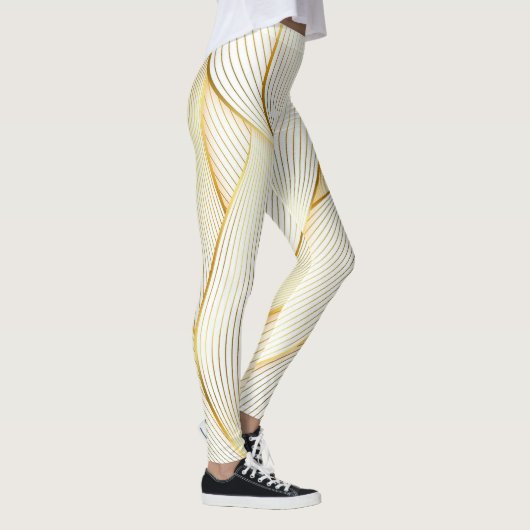Elegant modern Floral Gold White Line Collectie Leggings (Rechts)