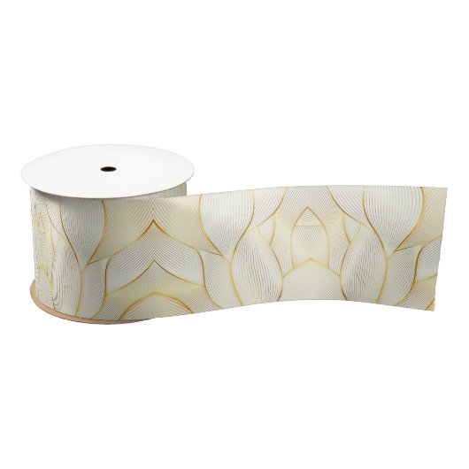 Elegant modern Floral Gold White Line Collectie Satijnen Lint (Spoel)