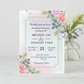 Elegant Modern Floral Greenery Waterverf Wedding Kaart (Staand voorkant)