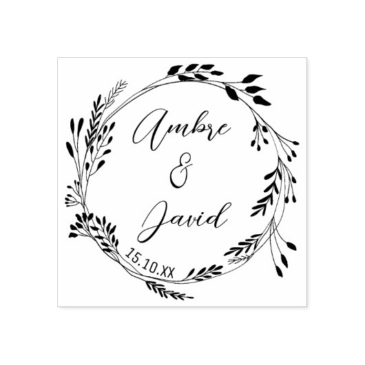 Elegant, modern, Floral kroon Rubberstempel (Afrduk)