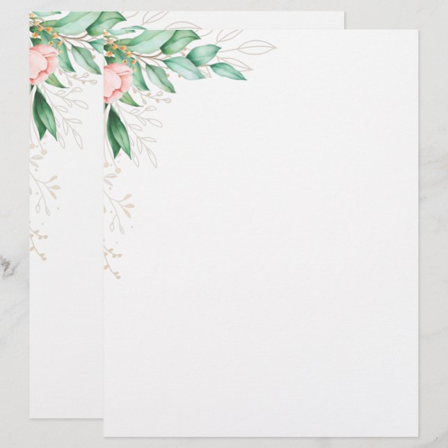 Elegant Modern Floral Letterhead Briefhoofd (Voorkant / Achterkant)