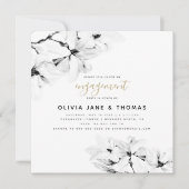 Elegant modern Floral Magnolias Verloving Kaart (Voorkant)