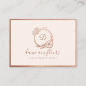 Elegant & Modern Floral Monogram Krans Roze Klantenkaartje (Voorkant)