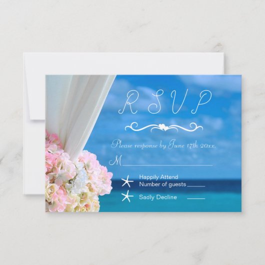 Elegant Modern Floral Ocean Beach Zomer RSVP (Voorkant)