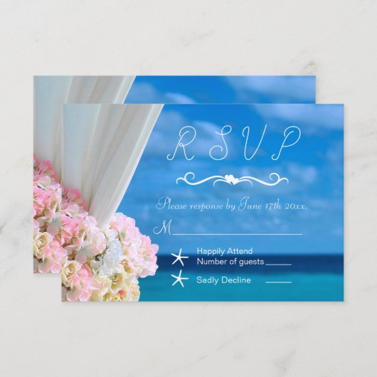 Elegant Modern Floral Ocean Beach Zomer RSVP (Voorkant / Achterkant)