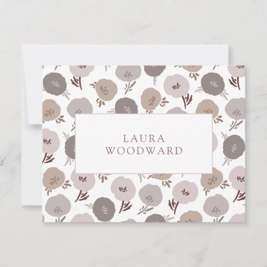 Elegant modern Floral Pattern, gepersonaliseerd Notitiekaartje (Voorkant)