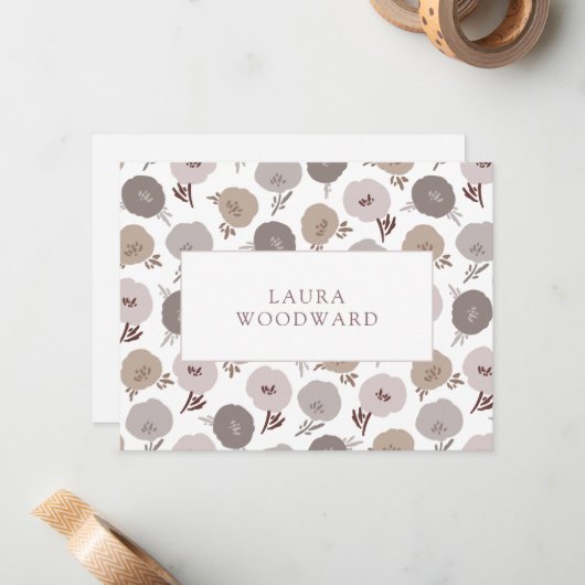 Elegant modern Floral Pattern, gepersonaliseerd Notitiekaartje (Voorkant / Achterkant in situ)