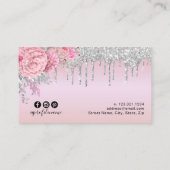 Elegant modern floral roos Gold Silver Eelashes Visitekaartje (Achterkant)