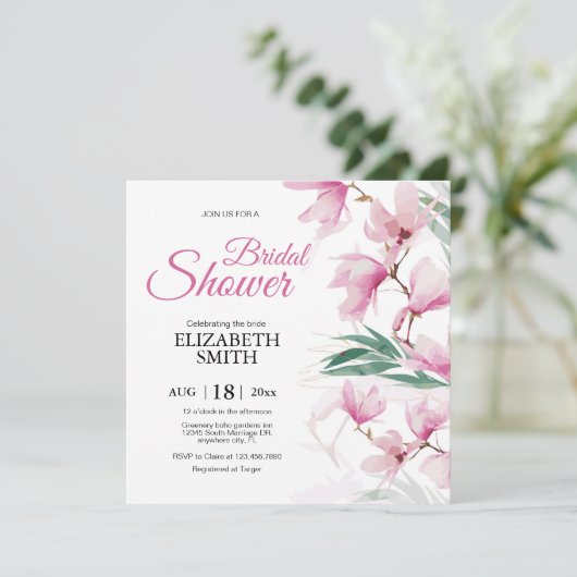 Elegant modern Floral roze Vrijgezellenfeest Kaart (Staand voorkant)