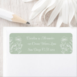 Elegant modern Floral Sage Green Return-adres Etiket