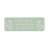 Elegant modern Floral Sage Green Return-adres Etiket (Voorkant)