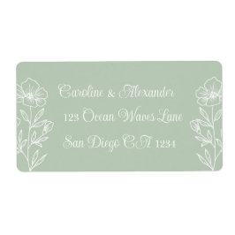 Elegant modern Floral Sage Green Return-adres Etiket