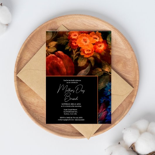 Elegant Modern Floral Sinaasappel Moederdag brunch Kaart