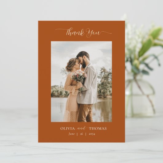 Elegant Modern Floral Sketch herfst Weddenschap Fo Bedankkaart (Staand voorkant)