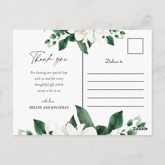 Elegant Modern Floral Smaragd Groen Bruiloft Briefkaart (Achterkant)