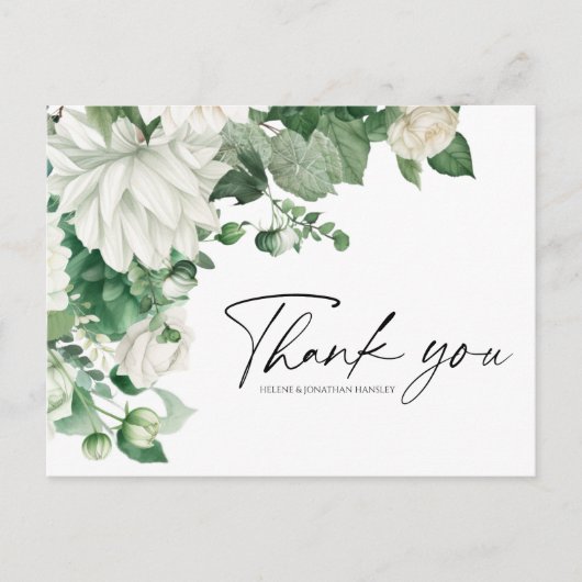 Elegant Modern Floral Smaragd Groen Bruiloft Briefkaart (Voorkant)