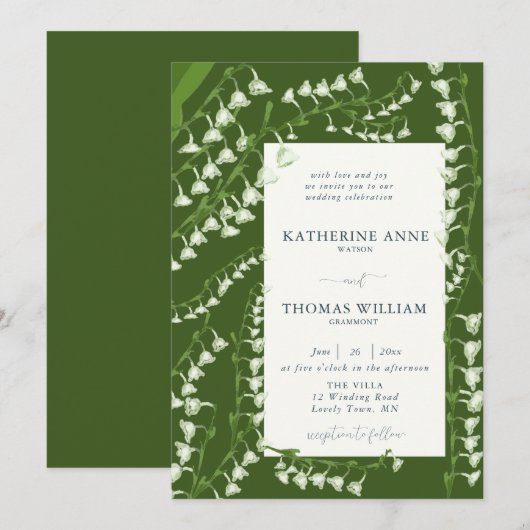 Elegant Modern Floral Spring Lily Valley Wedding Kaart (Voorkant / Achterkant)
