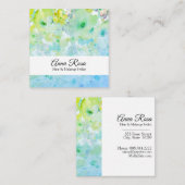 *~* Elegant Modern Floral Turquoise Green Beauty Vierkante Visitekaartje (Voorkant / Achterkant)