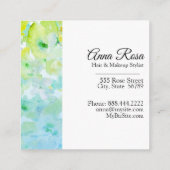 *~* Elegant Modern Floral Turquoise Green Beauty Vierkante Visitekaartje (Achterkant)