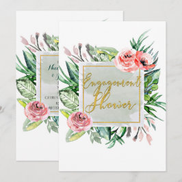 Elegant Modern Floral Verloving doucheuitnodiging Kaart