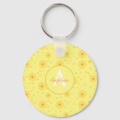 Elegant Modern Floral Vrouwelijke Typografie Monog Sleutelhanger (Voorkant)