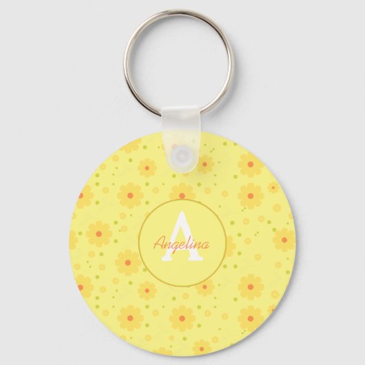 Elegant Modern Floral Vrouwelijke Typografie Monog Sleutelhanger (Voorkant)