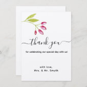 Elegant Modern Floral Weddenschap Hartelijk dank Kaart (Voorkant / Achterkant)