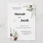 Elegant Modern Floral Wedding Invitation Kaart (Voorkant)