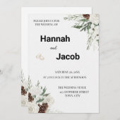 Elegant Modern Floral Wedding Invitation Kaart (Voorkant / Achterkant)
